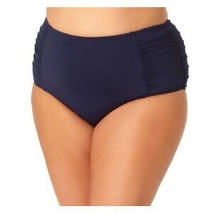 Anne Cole Womens Plus Size 20W Navy Blue High-Waist Bikini Swim Bottom NWT